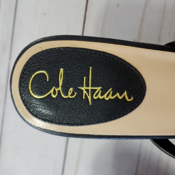 Cole Haan Women's Air Whitney Black and Gold Slide Wedge Sandal Shoes Size 7 - Picture 14 of 14